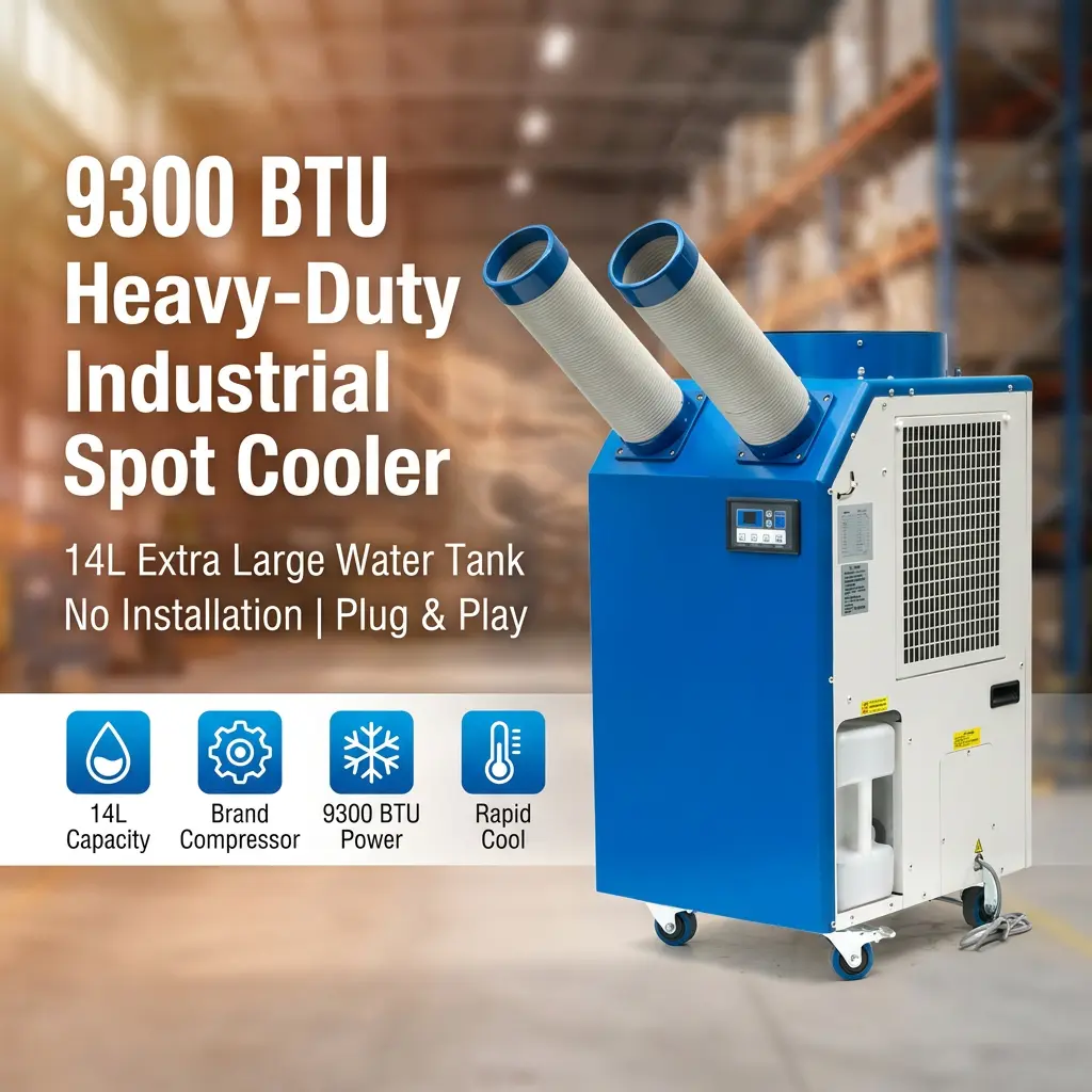 OEM 14L großer Tank 2700W Leistung 9300BTU Rotationskompressor Tragbare Punktkühler Industrieklimaanlage für die Werkstatt