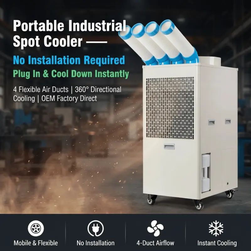 OEM Custom Logo Industrielle tragbare Klimaanlage 110 V 220 V 380 V Multi-Voltage Low MOQ Factory Direct Supply